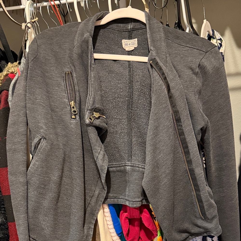 Converse Charcoal Women's Blazer with Zipper Accents